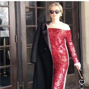 Zara red sequin midi dress